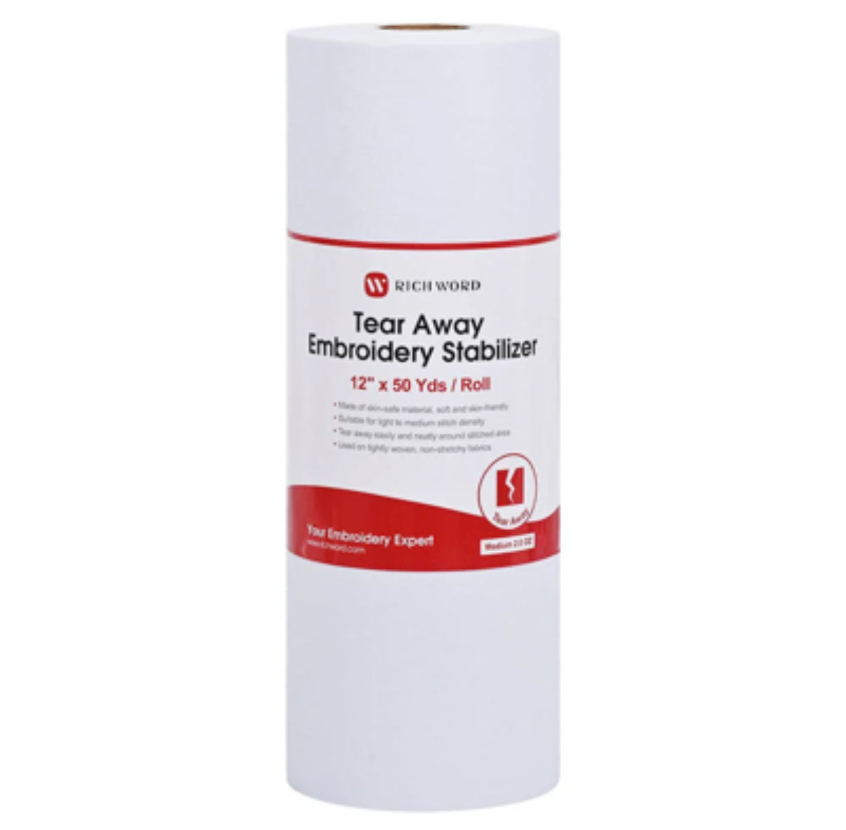 Richword Tear Away Embroidery Machine Stabilizer 12''x50 Yds Roll Package 2.0 oz