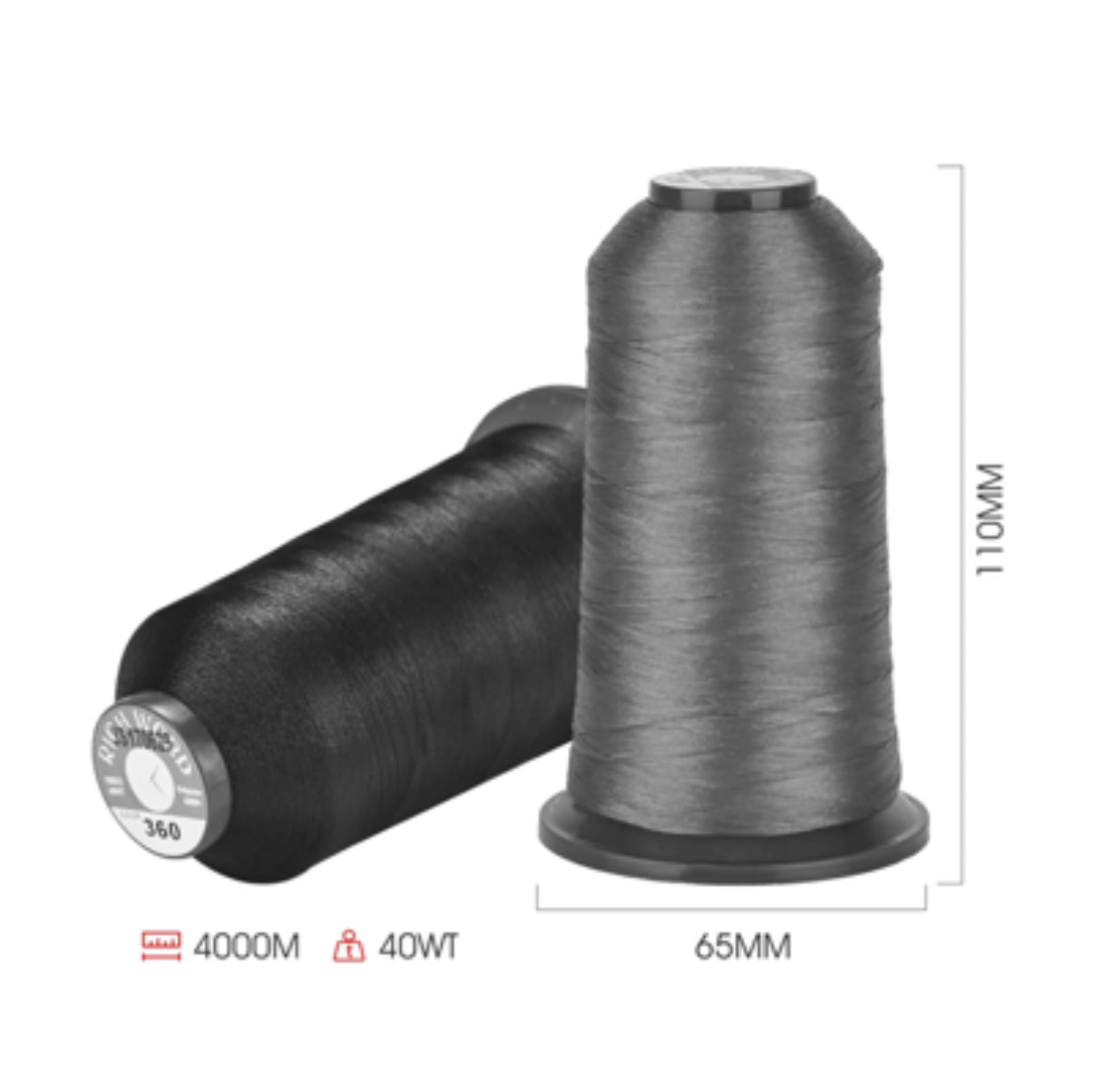 Richword Thread 4000m x 100 colours 108D/2 40wt Polyester Embroidery Thread