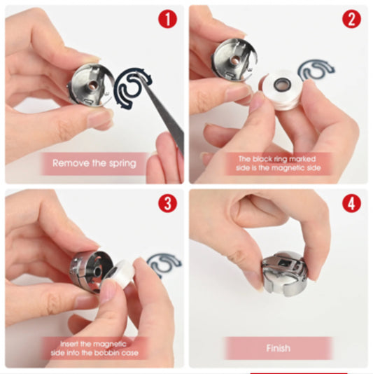 Richword Style L Prewound Magnetic Core (Fil TEC style) 70D/2(60WT) White Embroidery Magnetic Bobbins(144 Bobbins)