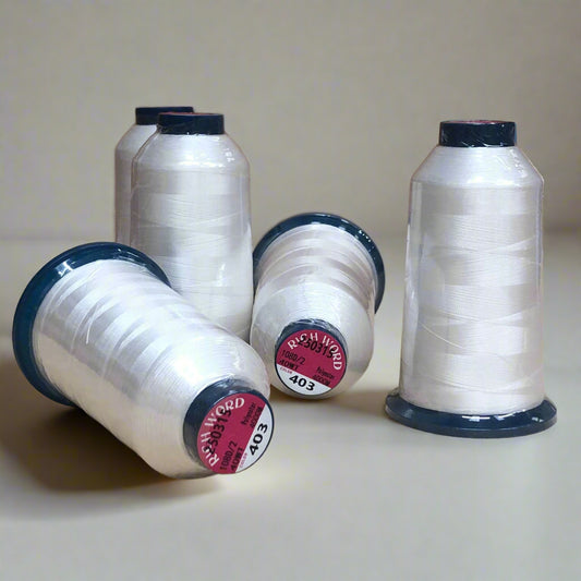 Ivory White Embroidery Thread #403 40WT 4000M | Richword Lustrous Polyester (5 Pack)