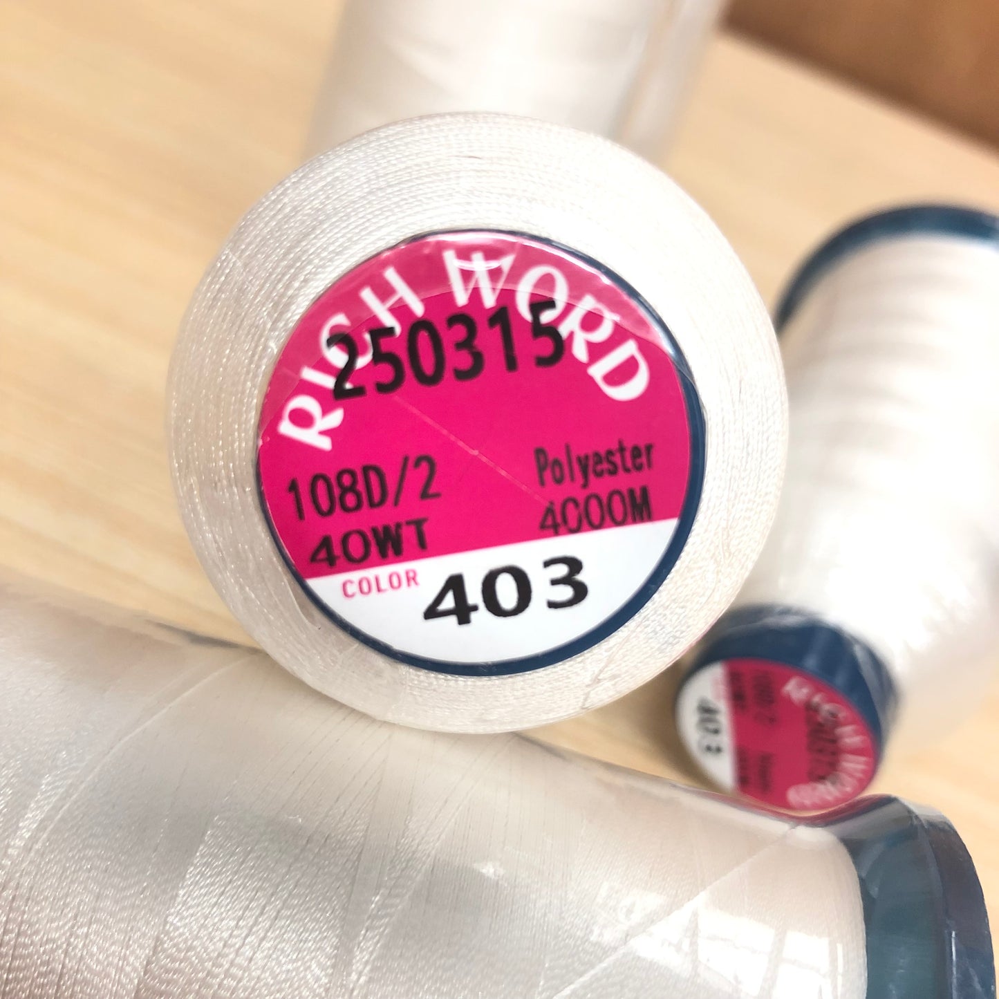 Ivory White Embroidery Thread #403 40WT 4000M | Richword Lustrous Polyester (5 Pack)