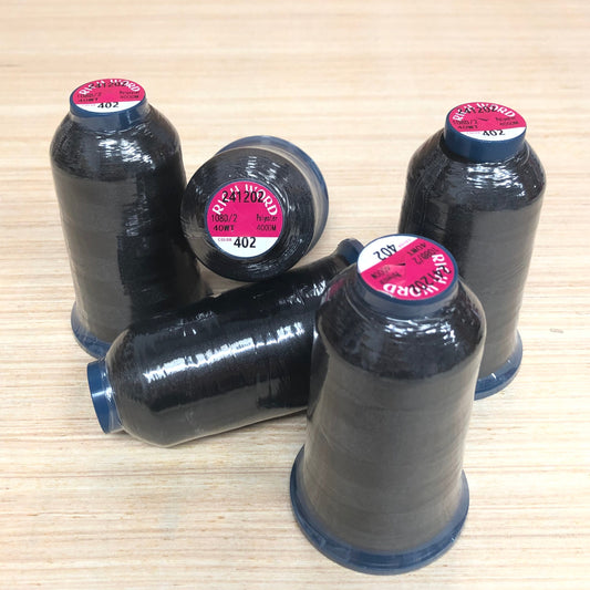 Black Embroidery Thread #402 40WT 4000M | Richword Lustrous Polyester (5 Pack)
