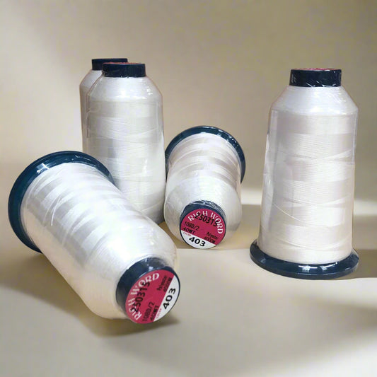 Ivory White Embroidery Thread #403 40WT 4000M | Richword Lustrous Polyester (5 Pack)